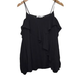 Sexy Black Ruffle top VaVa by Joy Han M cold shoulder